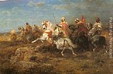Adolf Schreyer Famous Paintings - Arabian Patrol